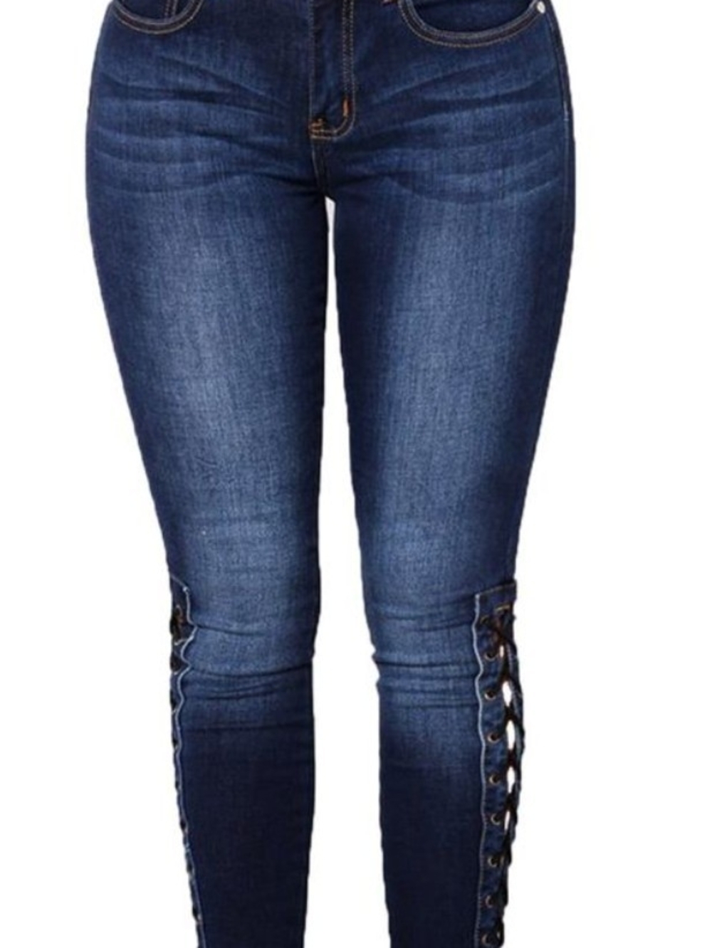 Machine Dark Blue Lace-Up Skinny Jeans